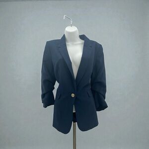 DKNY Navy Blue Single-Button Blazer – Size 10 | NWOT